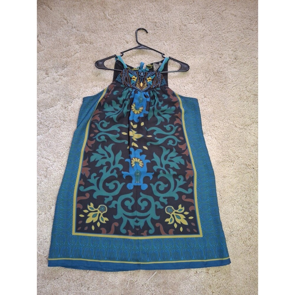 One September Urban Outfitters Beaded Embroidered Scarf Print Maxi Dress Size M